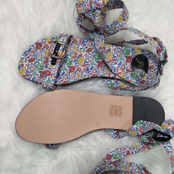 J.Crew Women's Multicolor Floral Print Ankle Strap Strappy Sandals Size 10, NEW - Picture 5 of 9
